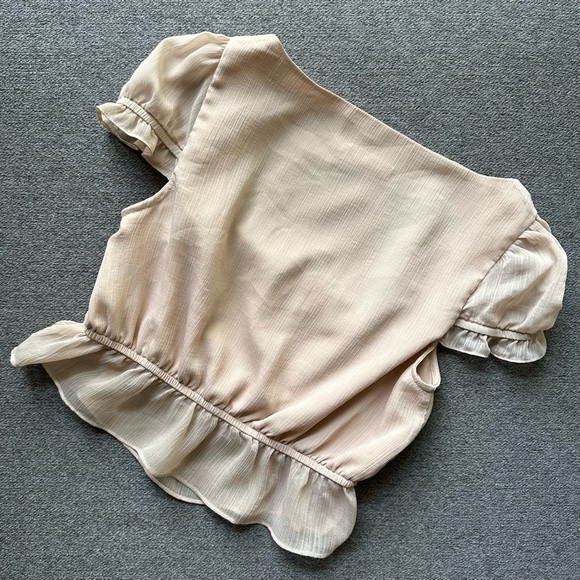 OAK + FORT // Crop Button Peplum Style Blouse - Picture 3 of 5